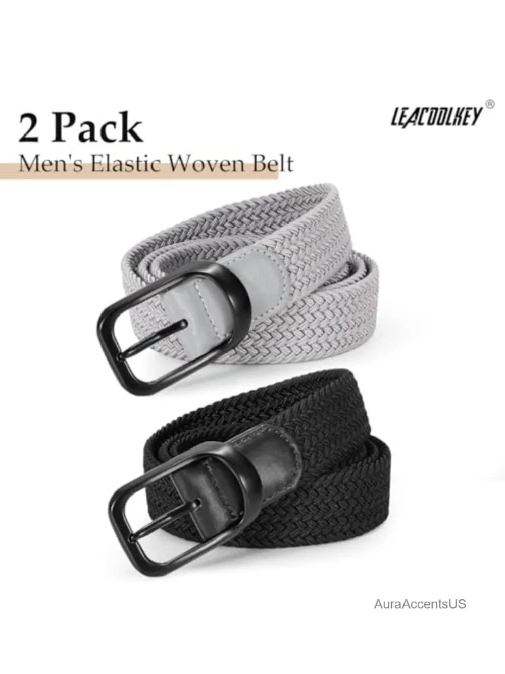 Stretch Elastic Woven Braided Belt Men's Casual Golf Belt No Holes